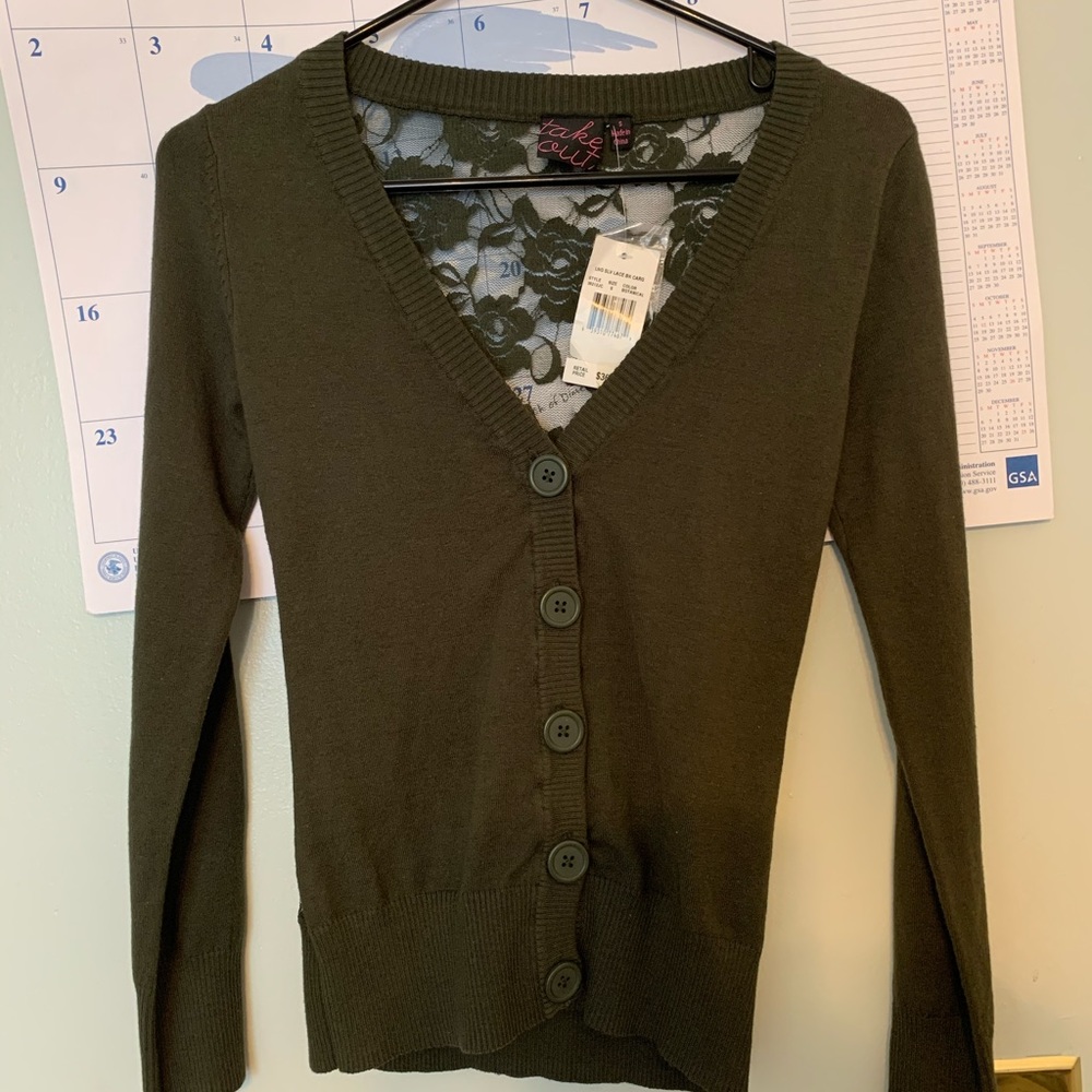 Green Lace Back Sweater